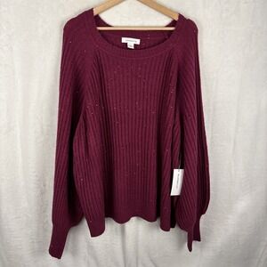 Liz Claiborne Sparkle Ribbed Sweater Royal Magenta Pink Size 3X Original $59 NWT